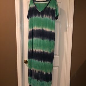 Tie dye dress green blue xl